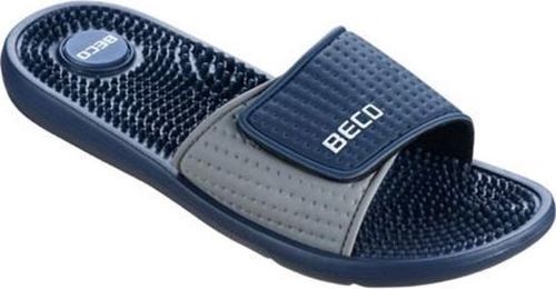 BECO heren slippers, met klittenband, donker blauw, maat 43