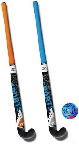 hockeyset 3-delig oranje/blauw 34 inch