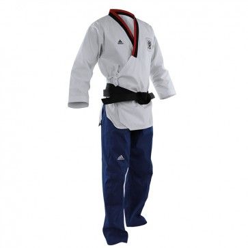 Adidas Poomsae Taekwondopak Boys Wit/Licht Blauw 120cm