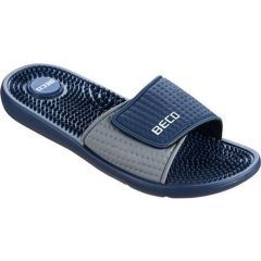 BECO heren slippers, met klittenband, donker blauw, maat 43