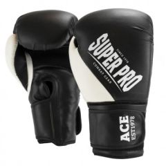 Super Pro Combat Gear ACE (kick)bokshandschoenen Zwart/Wit 6oz