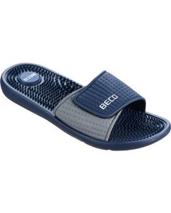 BECO heren slippers, met klittenband, donker blauw, maat 43