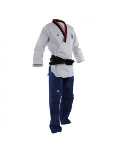 Adidas Poomsae Taekwondopak Boys Wit/Licht Blauw 120cm