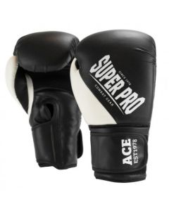 Super Pro Combat Gear ACE (kick)bokshandschoenen Zwart/Wit 6oz